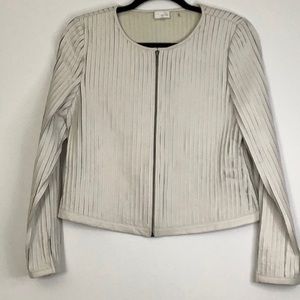 NWOT ECRU RIBBED LEATHER JACKET MEDIUM